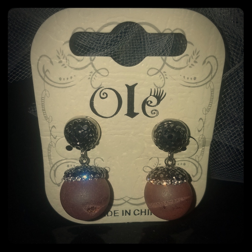 Beautiful black sparkly brown stone earrings